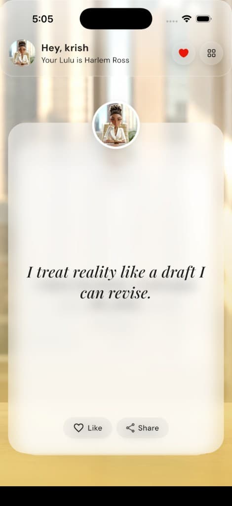 Belulu app showing today's affirmation